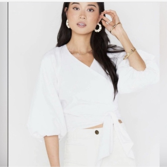 Show Me Your MuMu Tops - Show Me Your Mumu Janice Top Chic White Wrap Blouse